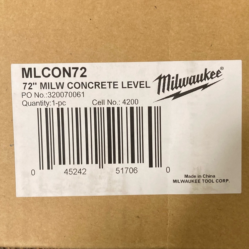 72” Level Milwaukee Concrete Screed Level New - Picture 5 of 6